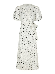 CLARINE LINEN DOT DRESS 120 WHITE