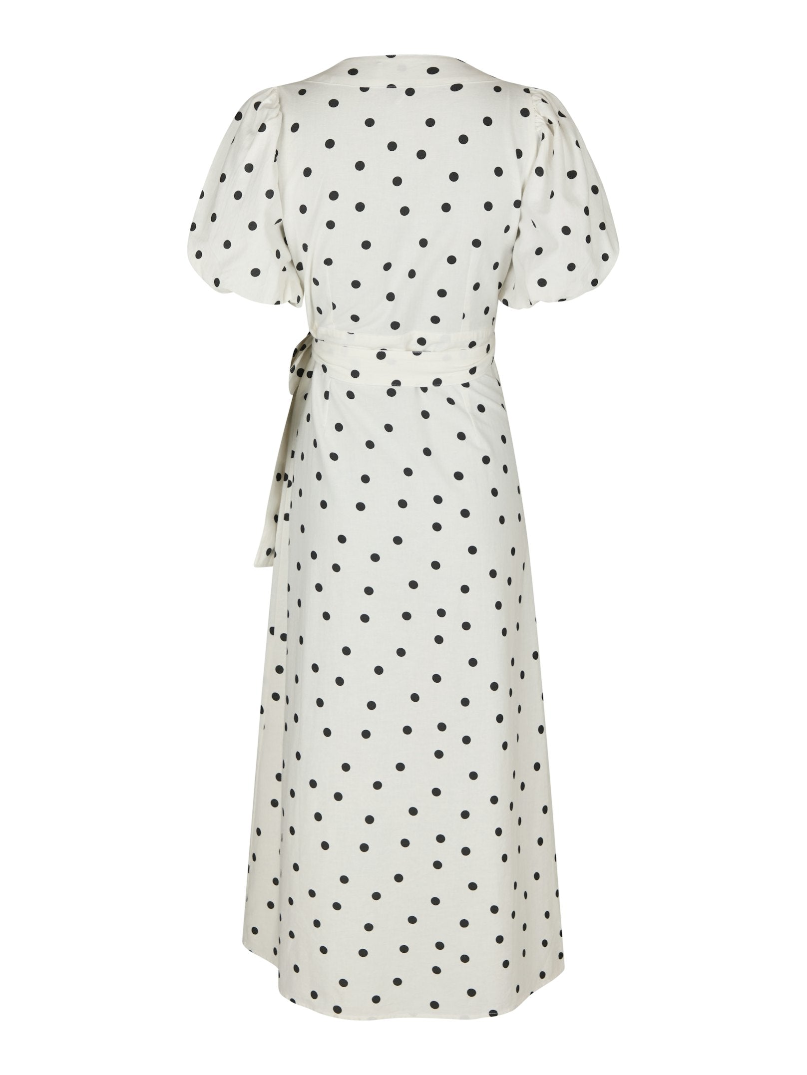 CLARINE LINEN DOT DRESS 120 WHITE