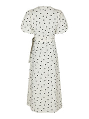 CLARINE LINEN DOT DRESS 120 WHITE