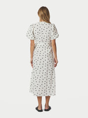 CLARINE LINEN DOT DRESS 120 WHITE