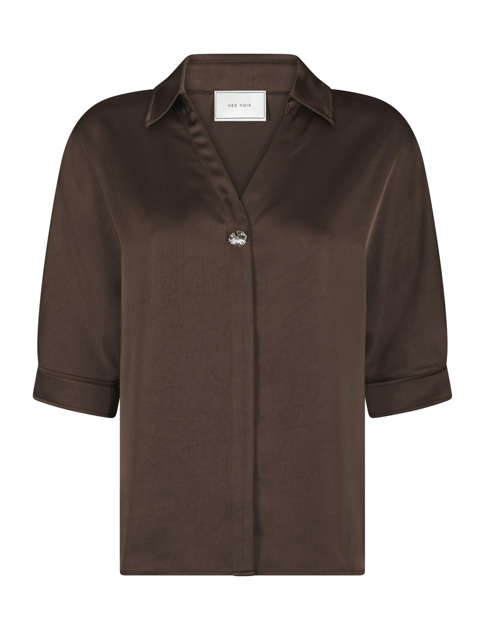 CARM HEAVY SATEEN SHIRT 676 DARK BROWN