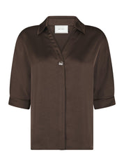 CARM HEAVY SATEEN SHIRT 676 DARK BROWN