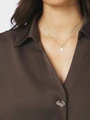 CARM HEAVY SATEEN SHIRT 676 DARK BROWN