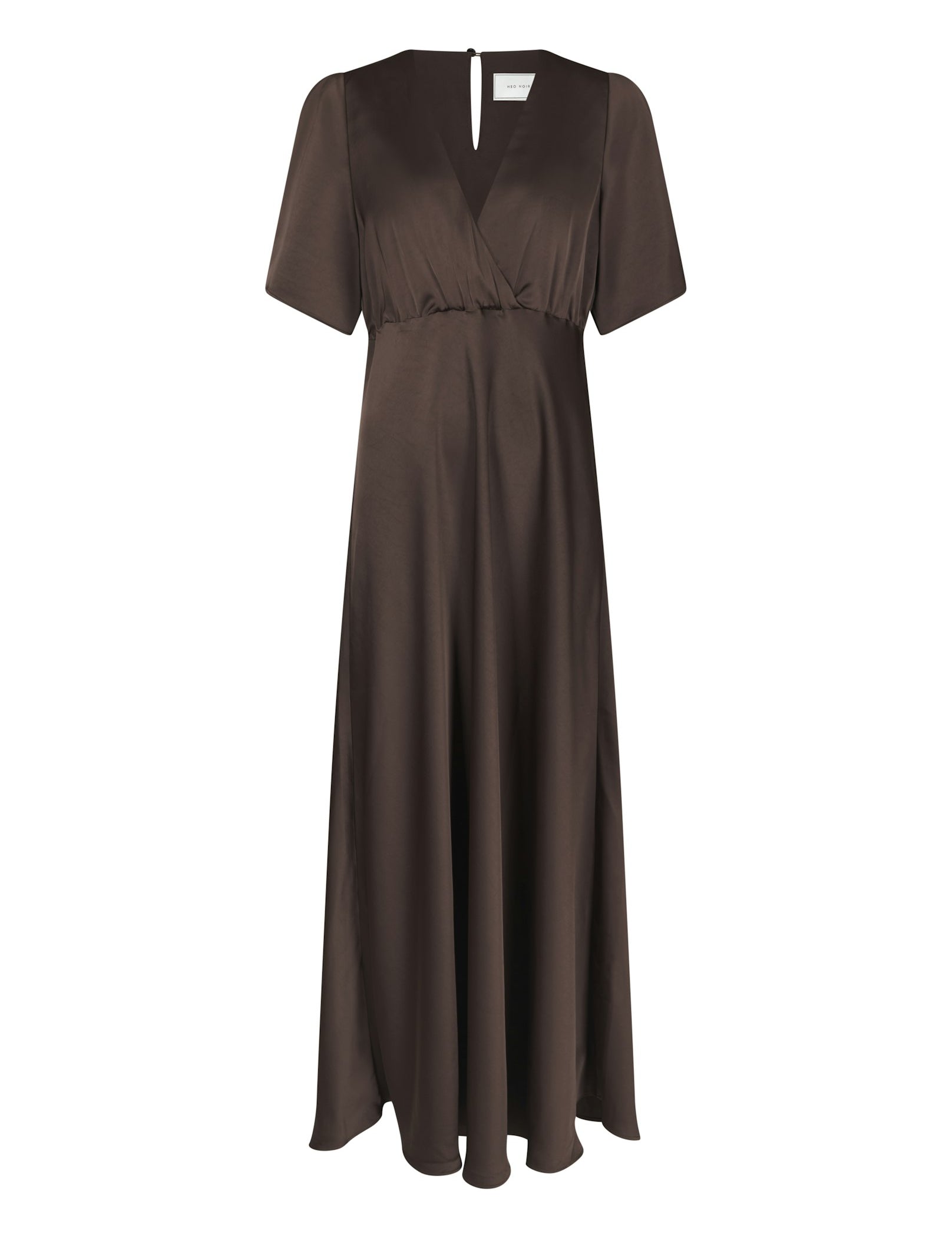 ZELINA HEAVY SATEEN DRESS 676 DARK BROWN