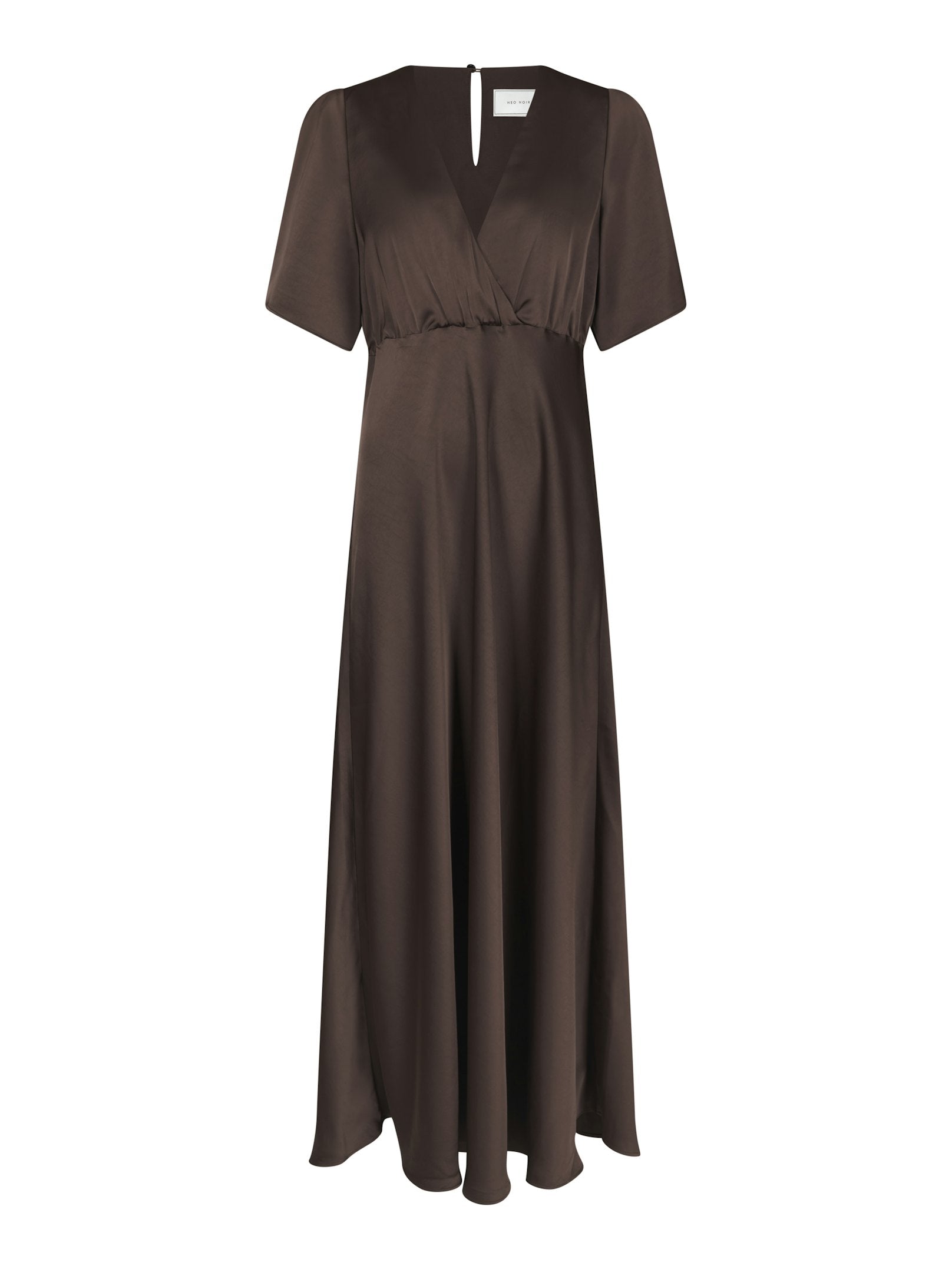 ZELINA HEAVY SATEEN DRESS 676 DARK BROWN