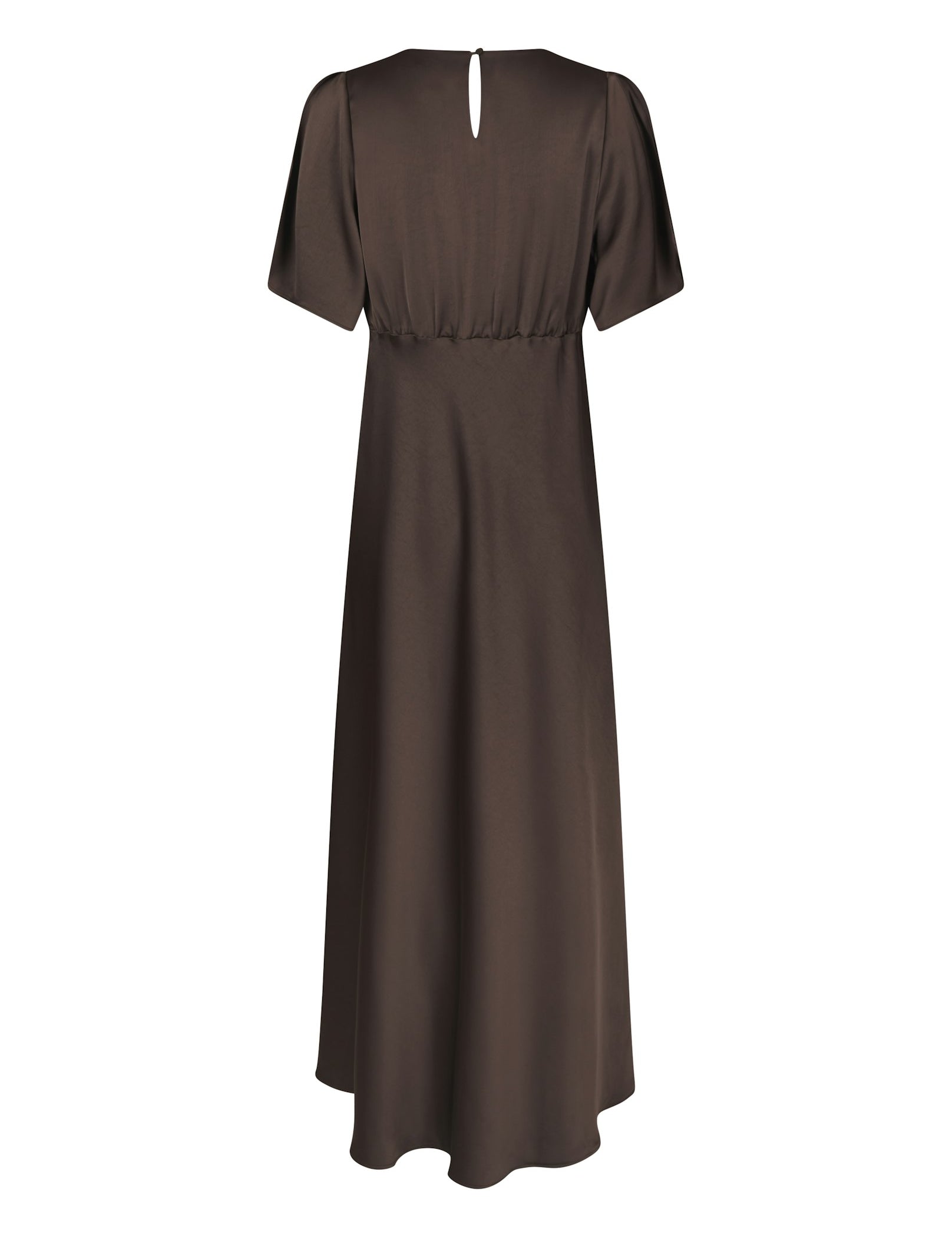 ZELINA HEAVY SATEEN DRESS 676 DARK BROWN