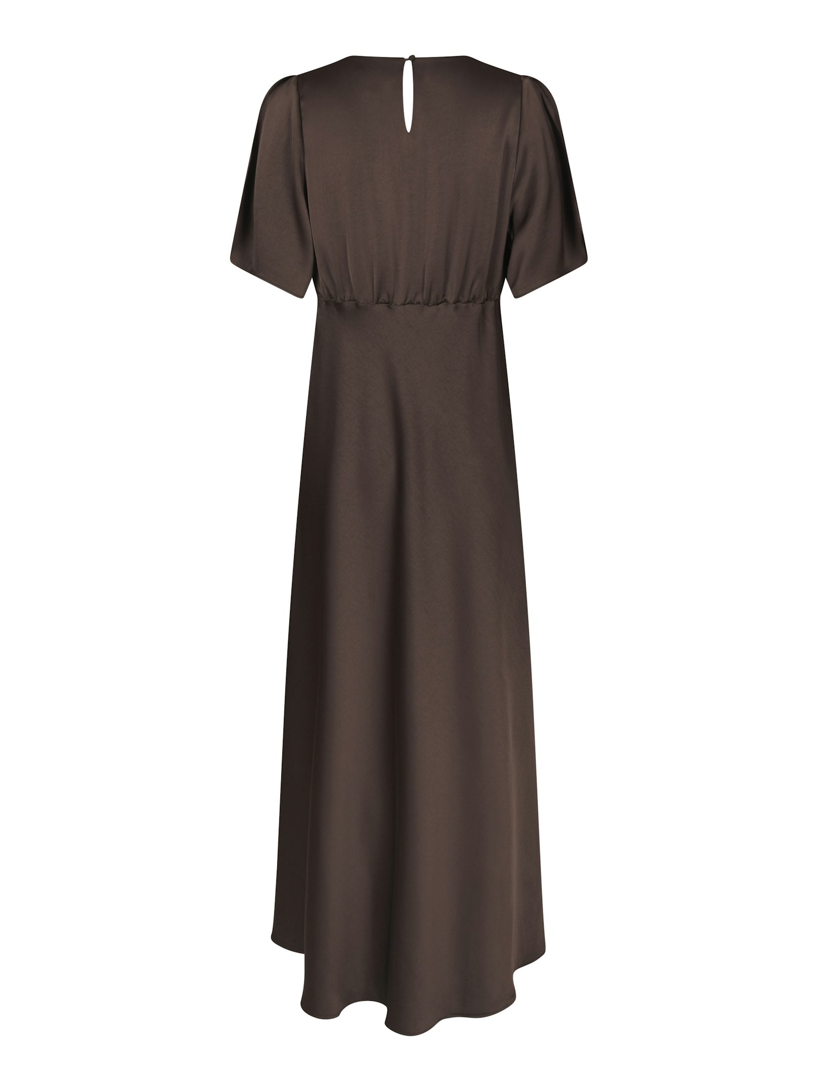 ZELINA HEAVY SATEEN DRESS 676 DARK BROWN