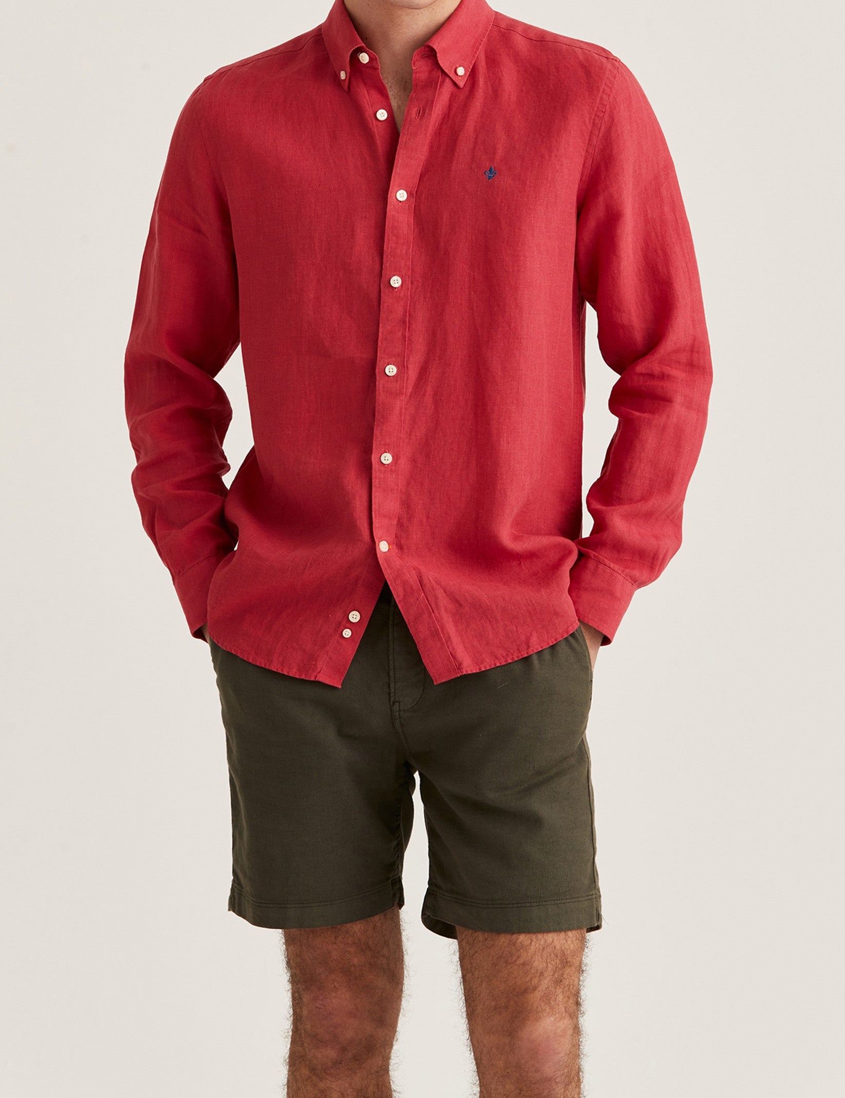 DOUGLAS LINEN BD SHIRT 38 CERISE