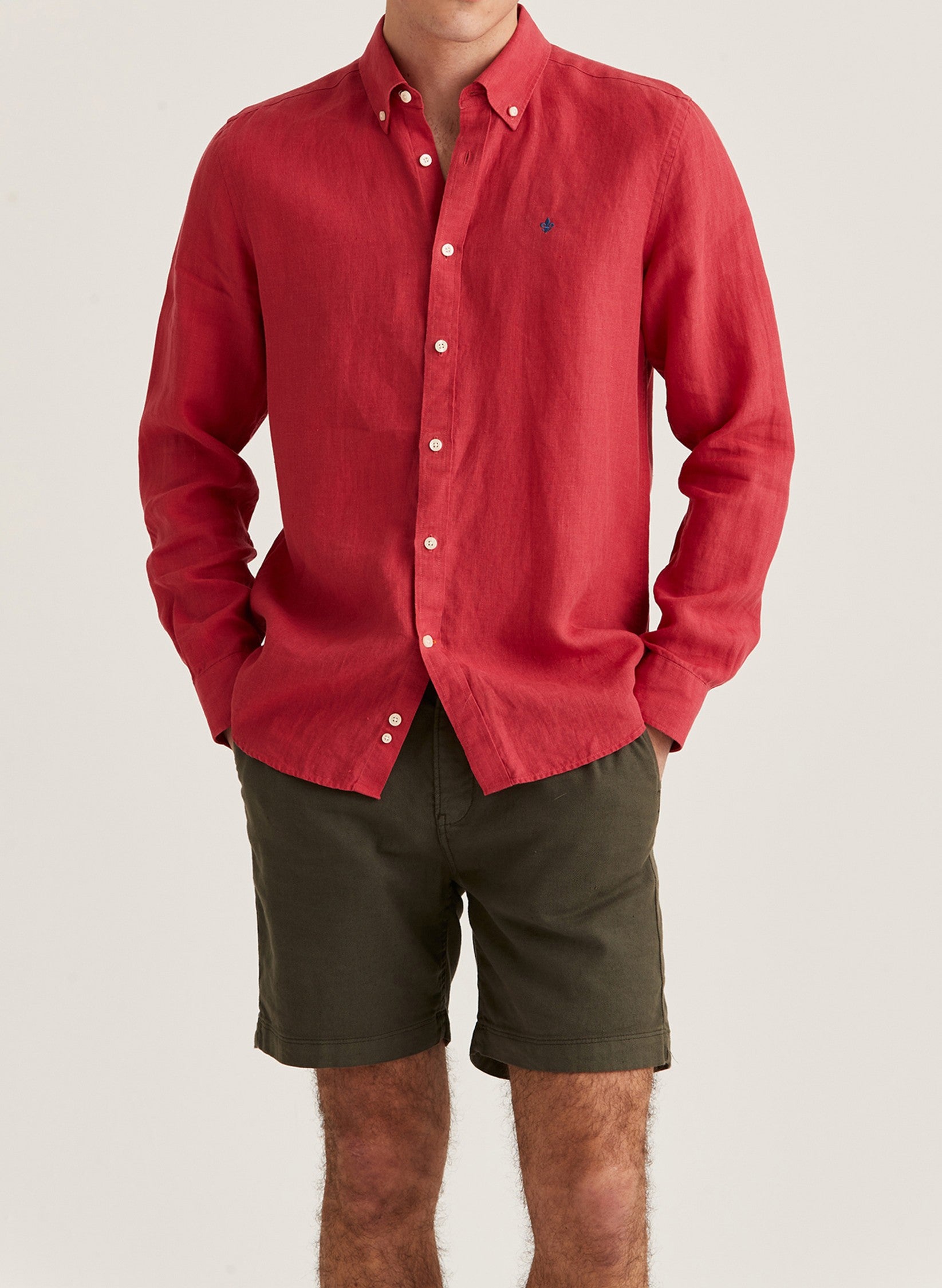 DOUGLAS LINEN BD SHIRT 38 CERISE