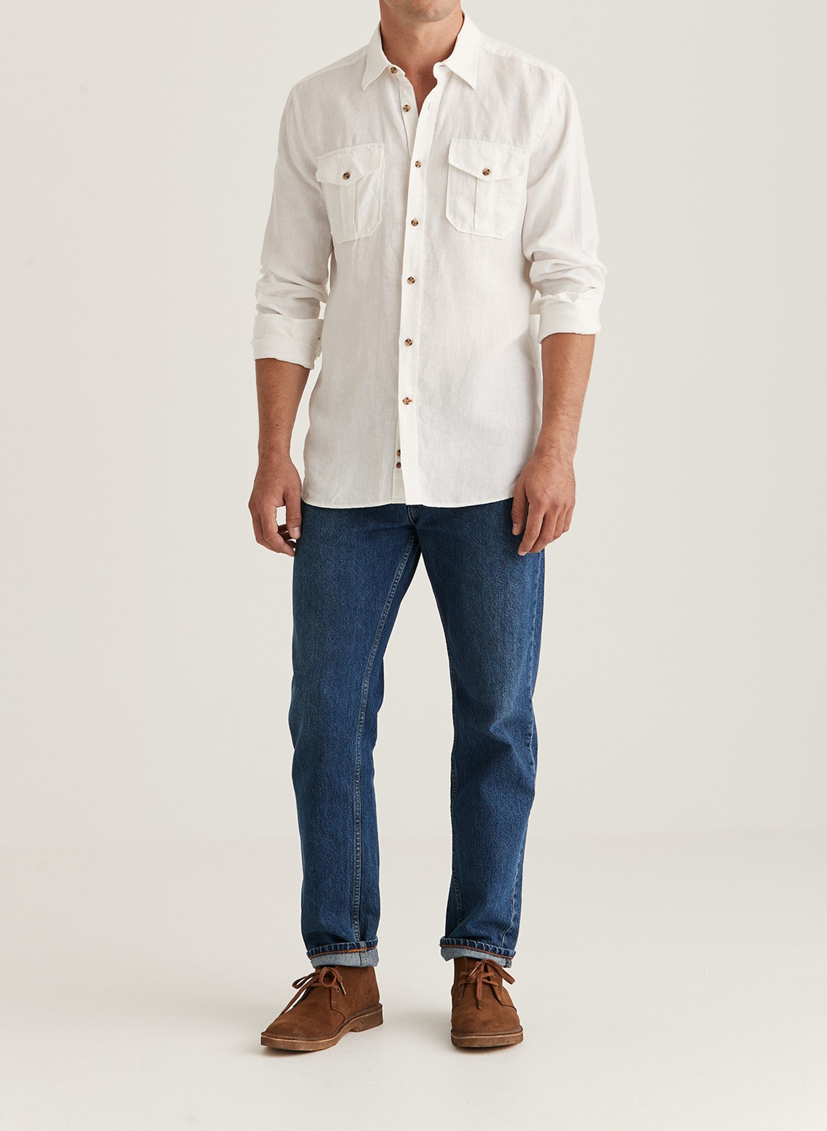 SAFARI LINEN SHIRT-CLASSIC FIT 01 WHITE
