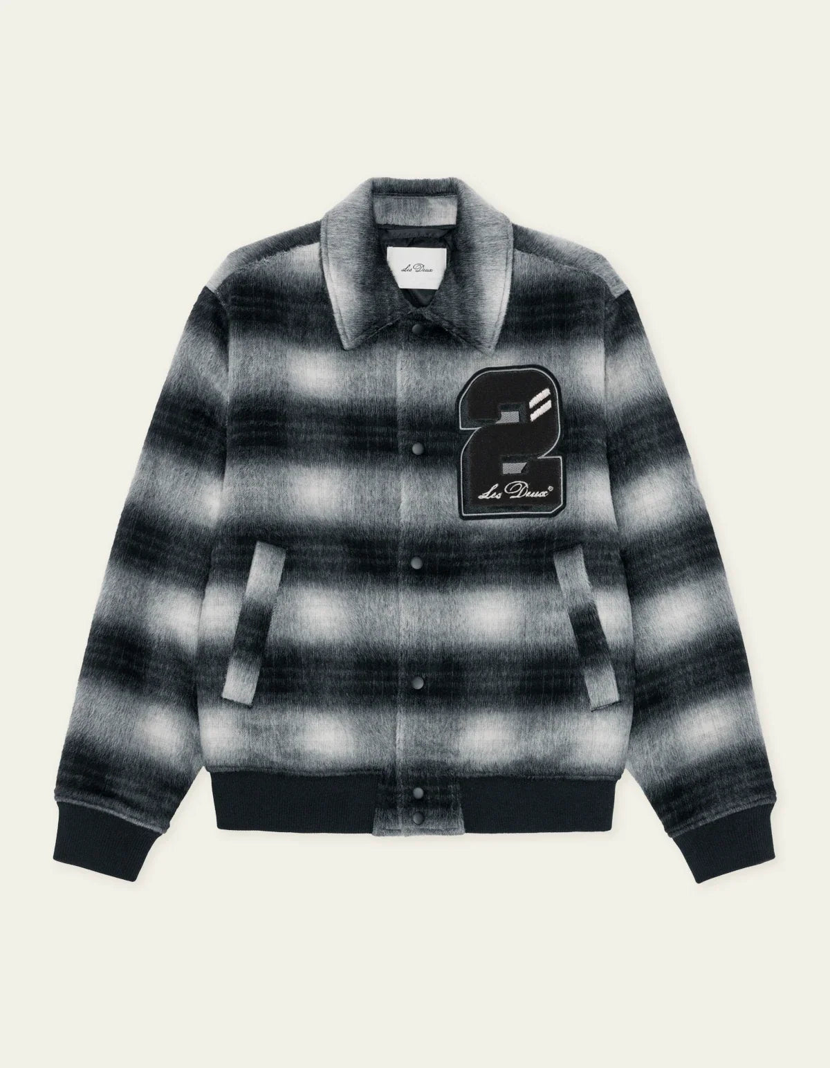Les Deux Shadowcheck Varsity Jacket Black