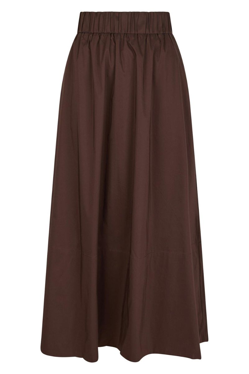 Yara Poplin Skirt - 676 DARK BROWN
