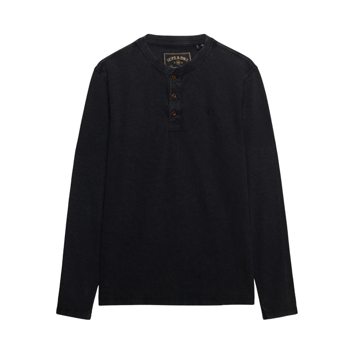 WAFFLE LONG SLEEVE HENLEY TOP