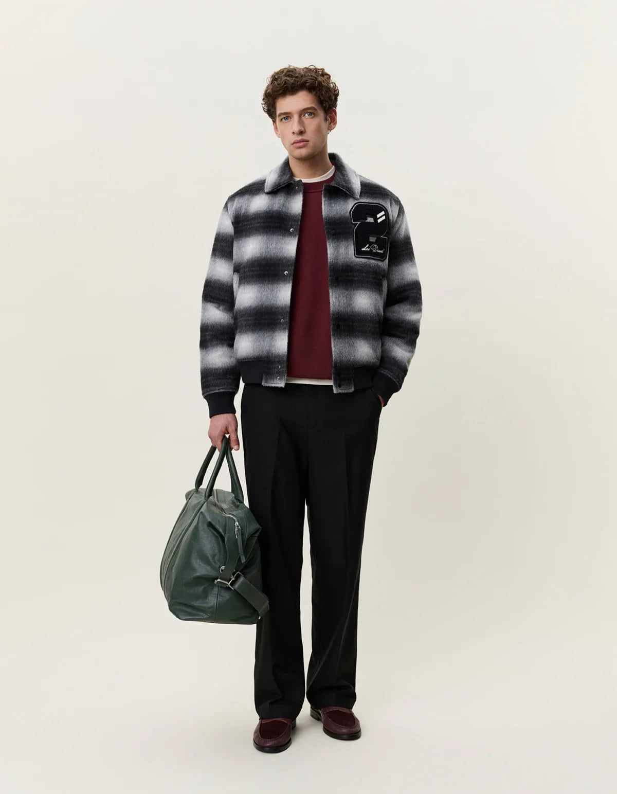 Les Deux Shadowcheck Varsity Jacket Black