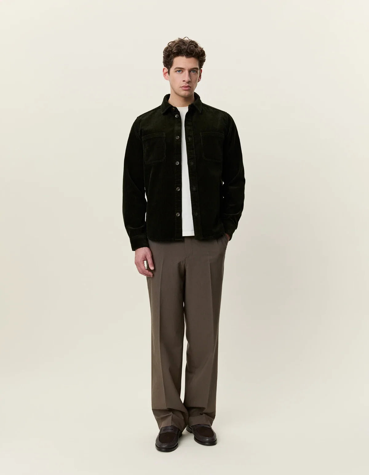 Les Deux Corduroy Overshirt, Rosin Green