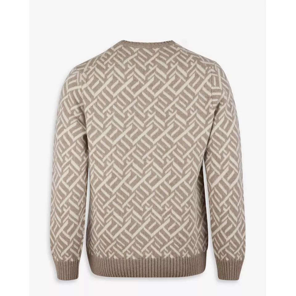 SWEATER KNITTED PATTERED CARDED CREW MERINO WO