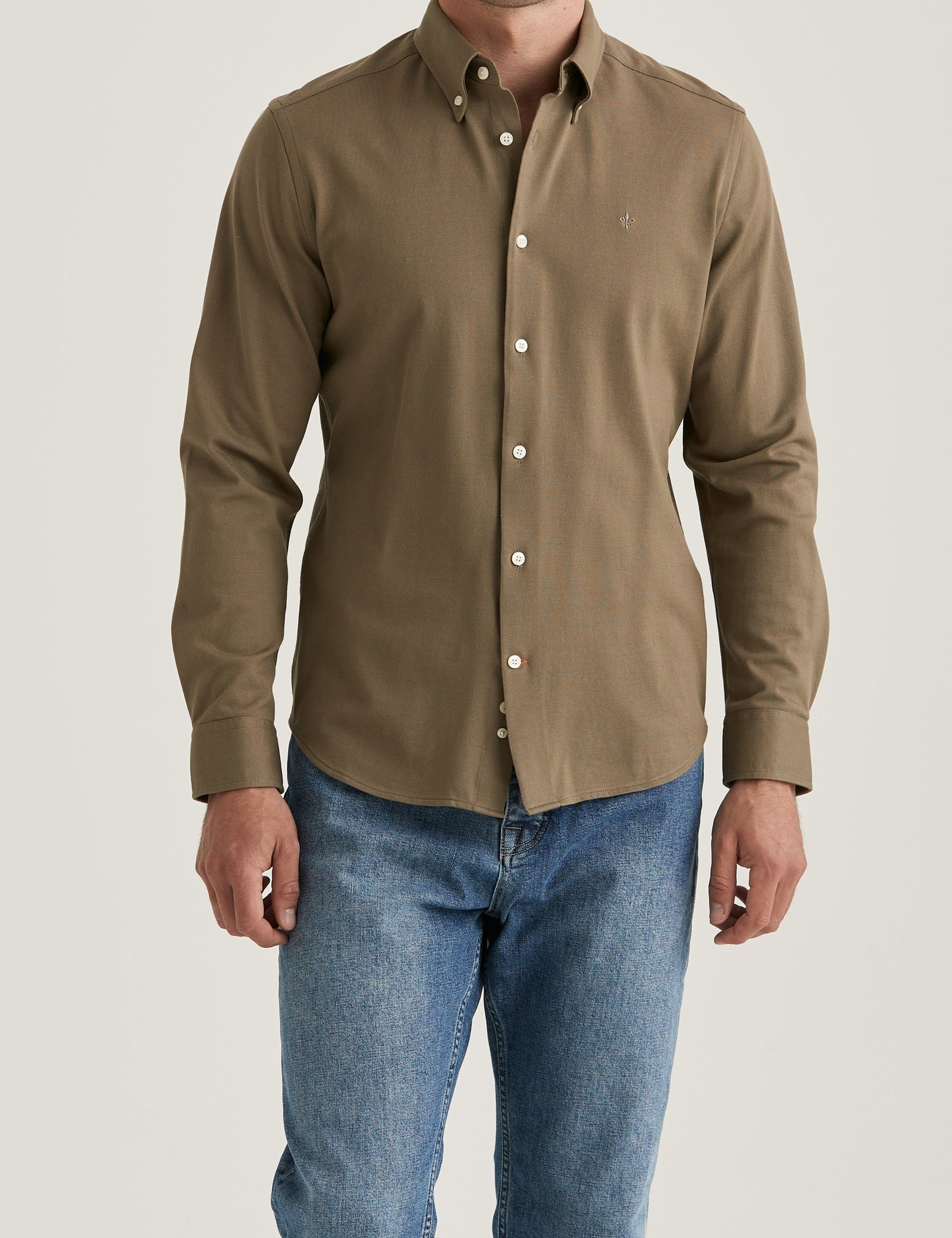 EDDIE PIQUE SHIRT-SLIM FIT 76 OLIVE