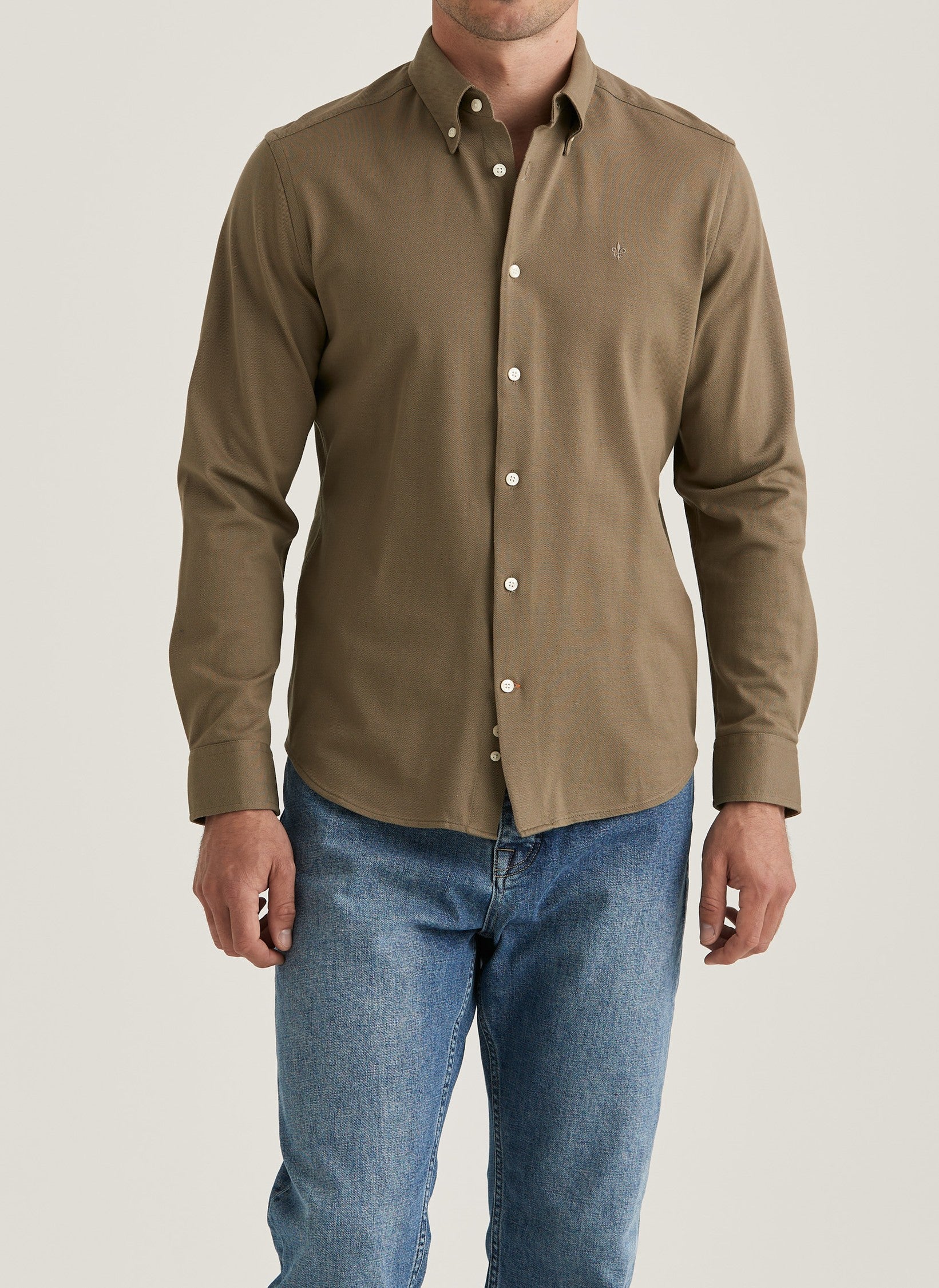EDDIE PIQUE SHIRT-SLIM FIT 76 OLIVE