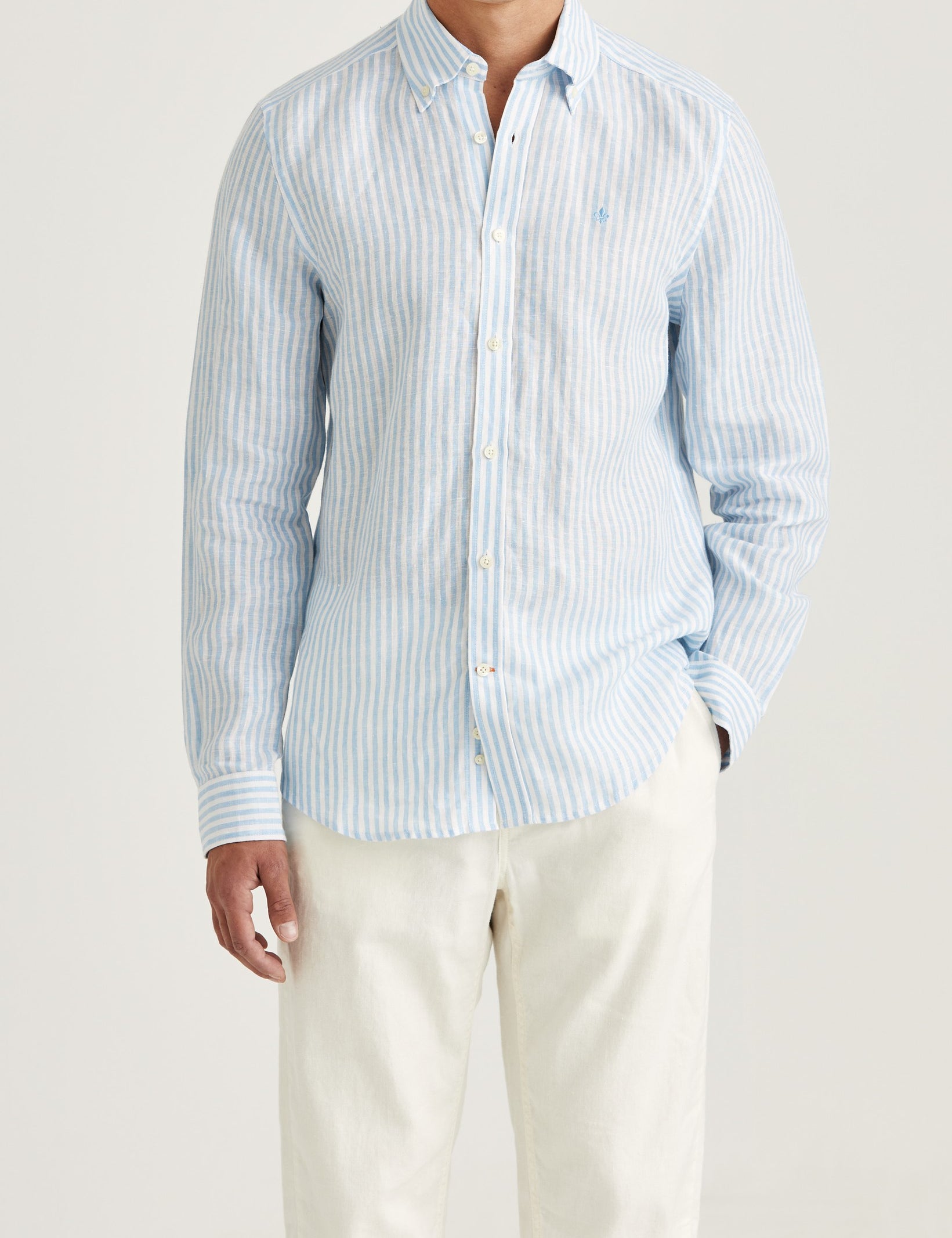 DOUGLAS LINEN STRIPE SHIRT-CL 56 BLUE