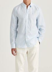 DOUGLAS LINEN STRIPE SHIRT-CL 56 BLUE