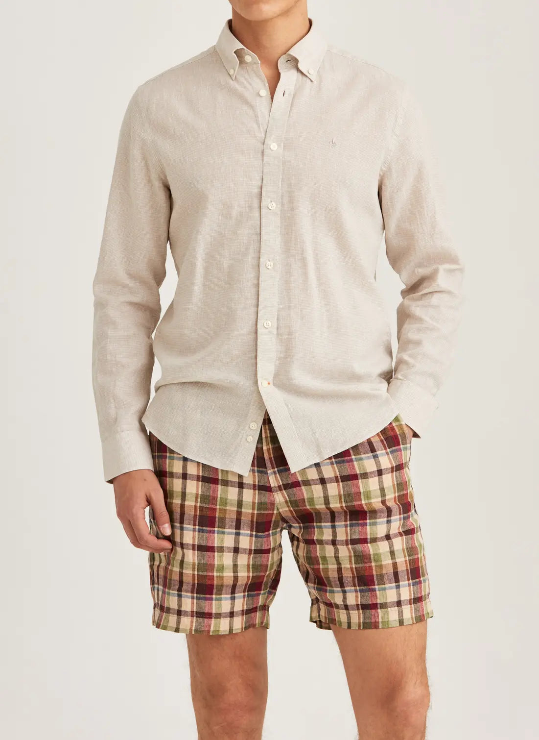 LINEN DRESSED CHECK SHIRT-SLIM FIT