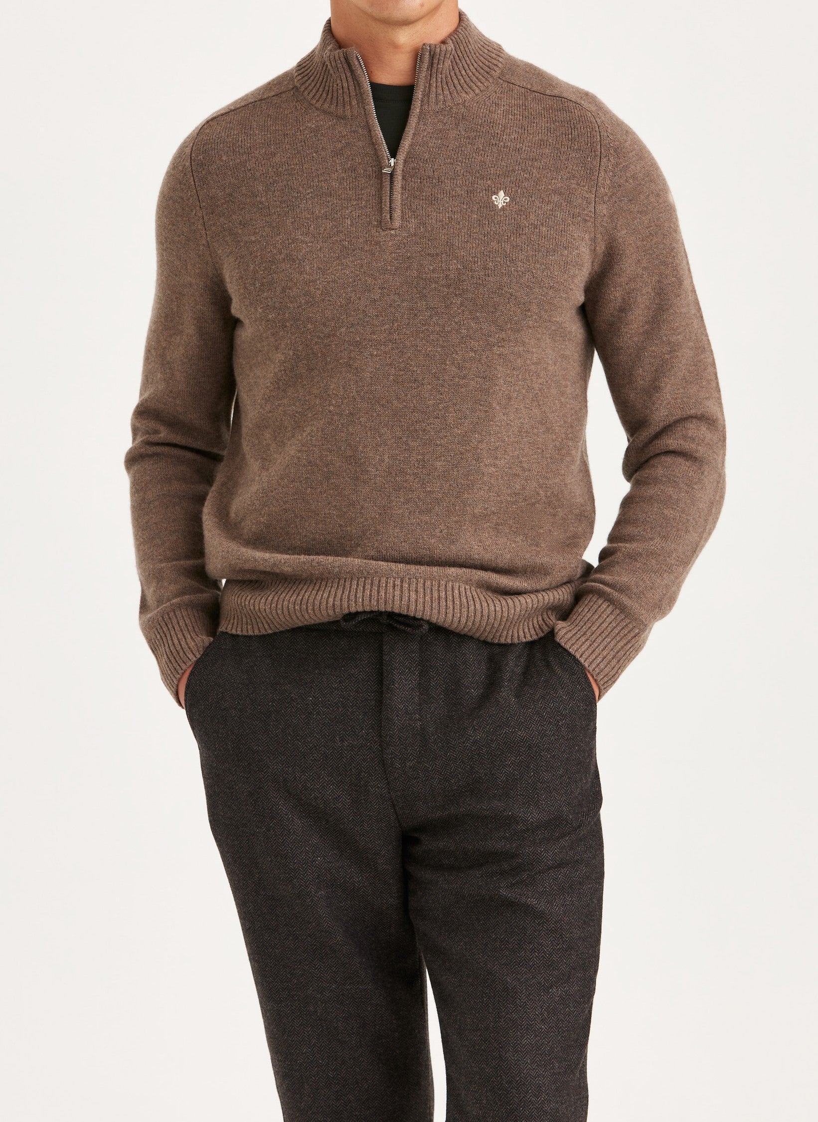 NEW HERTFORD HALF ZIP BROWN