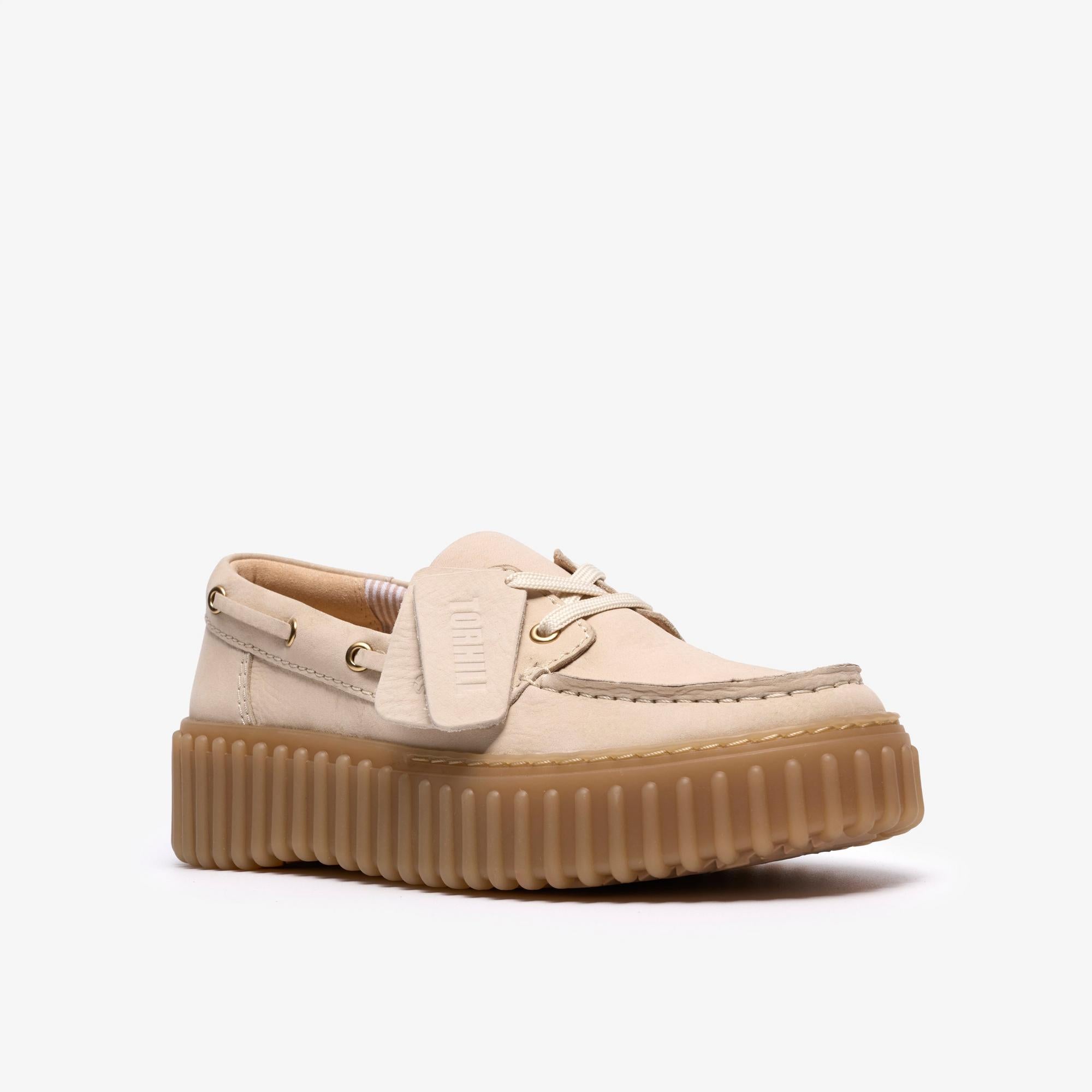 Clarks Torhill Boat 1226B CREAM NUBUCK