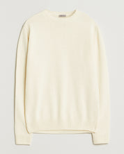 SWEATER KNITTED CREW NECK CARDED MERINO WOOL OFF WHITE
