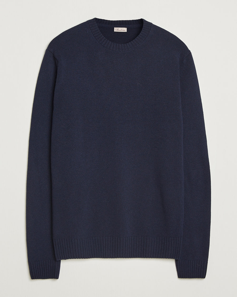 SWEATER KNITTED CREW NECK CARDED MERINO WOOL NAVY