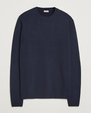 SWEATER KNITTED CREW NECK CARDED MERINO WOOL NAVY