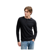 WAFFLE LONG SLEEVE HENLEY TOP