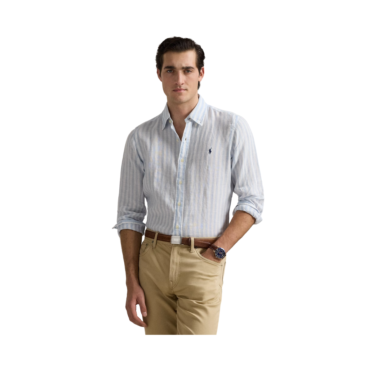 Cubdppcs-Long Sleeve-Sport Shirt - 003 OFFICE BLUE/WHITE