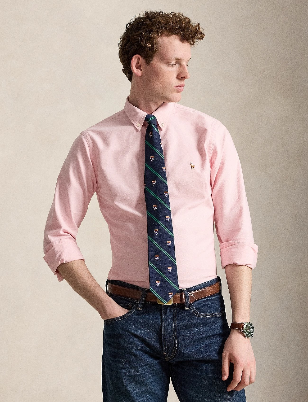 Polo Ralph Lauren Slim Fit Gingham Oxford Shirt Pink