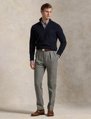Polo Ralph Lauren Mesh-Knit Cotton Quarter-Zip Sweater Navy Htr