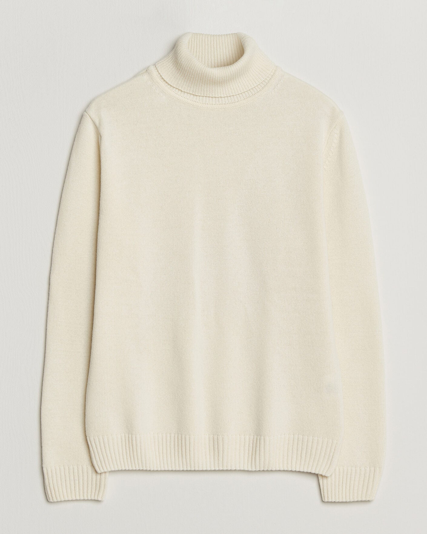 SWEATER KNITTED ROLLNECK CARDED MERINO WOOL OFF WHITE