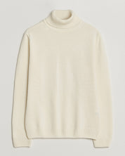 SWEATER KNITTED ROLLNECK CARDED MERINO WOOL OFF WHITE