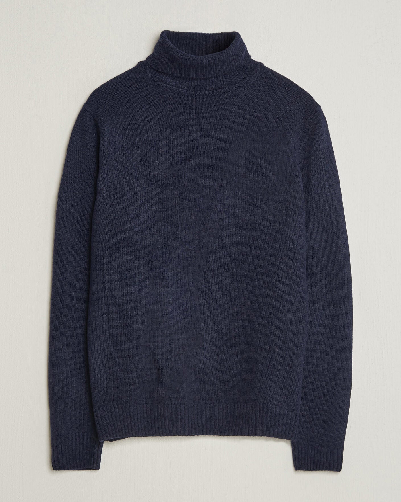 SWEATER KNITTED ROLLNECK CARDED MERINO WOOL NAVY