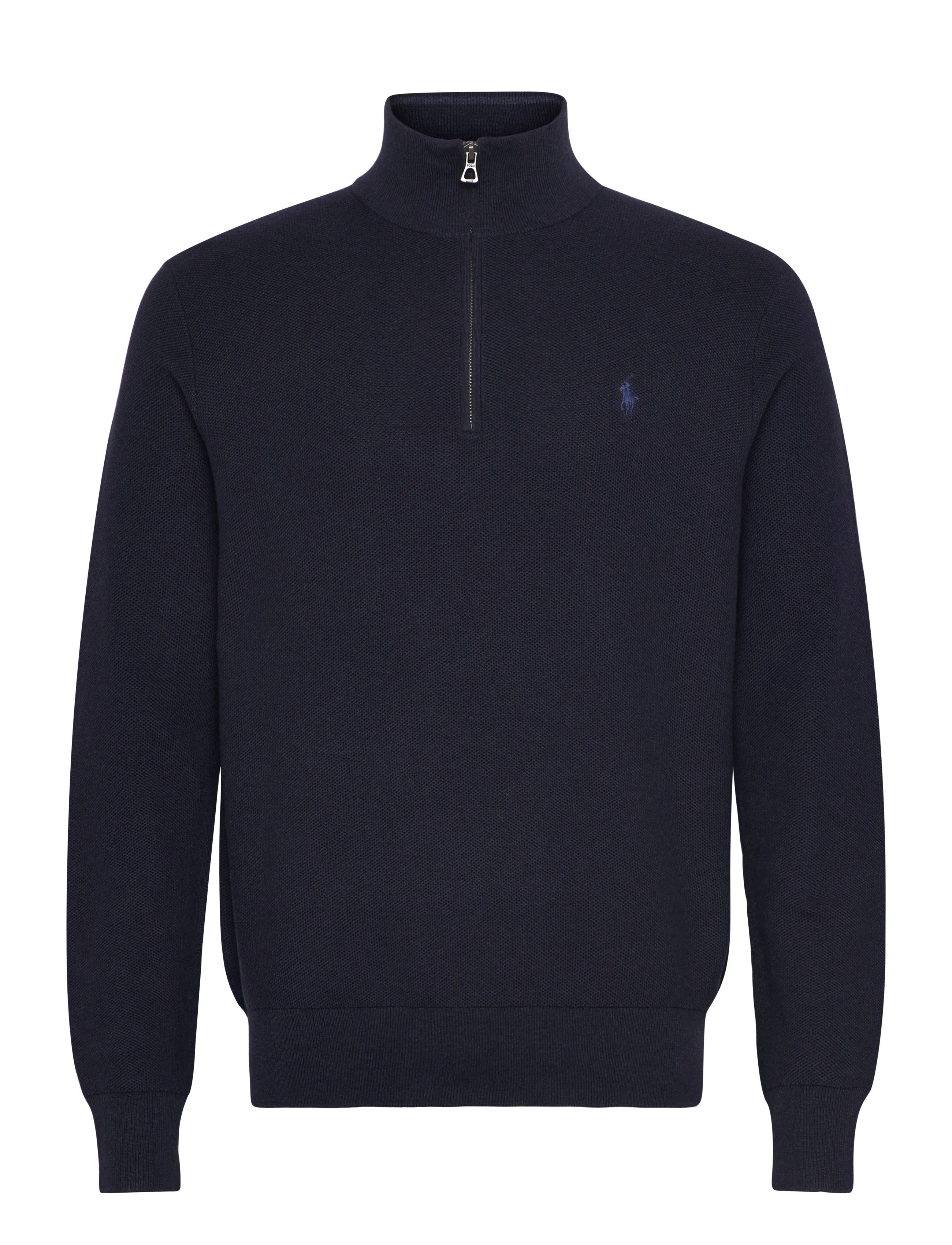 SWEATER-HALF ZIP 004 NAVY HTHR
