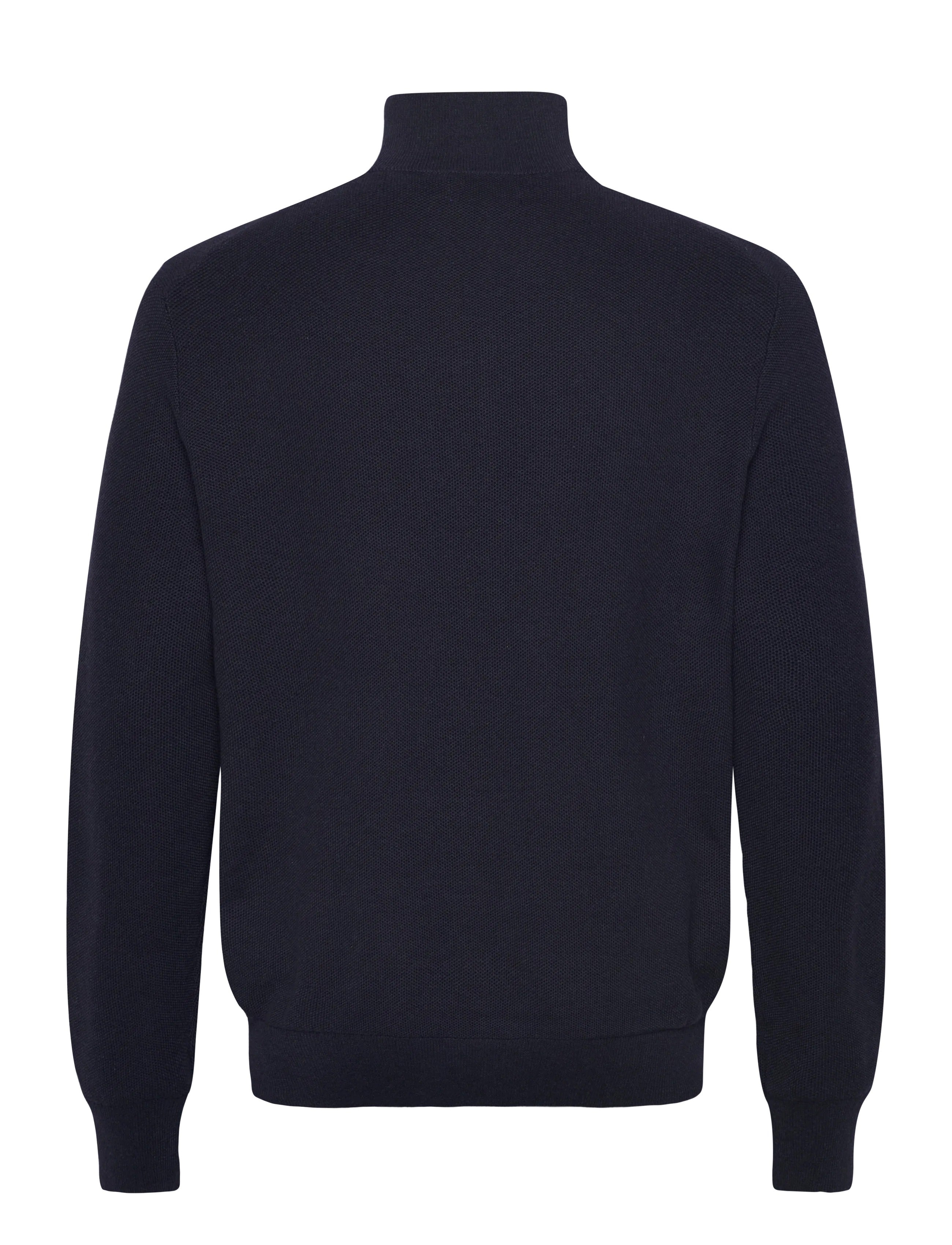 SWEATER-HALF ZIP 004 NAVY HTHR