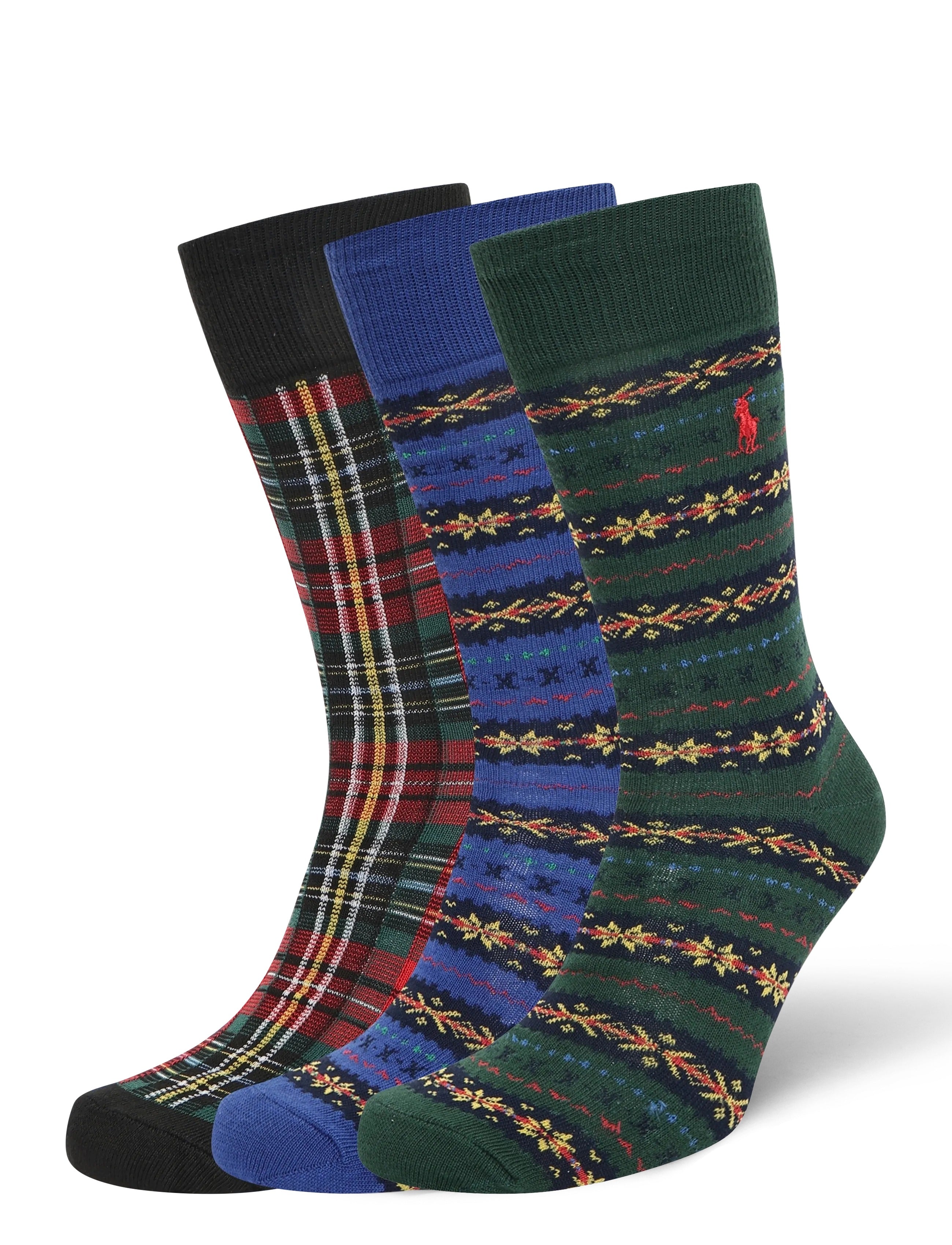 3P CD FIPB - CREW SOCKS 3-PACK 001 BLACK MULTI