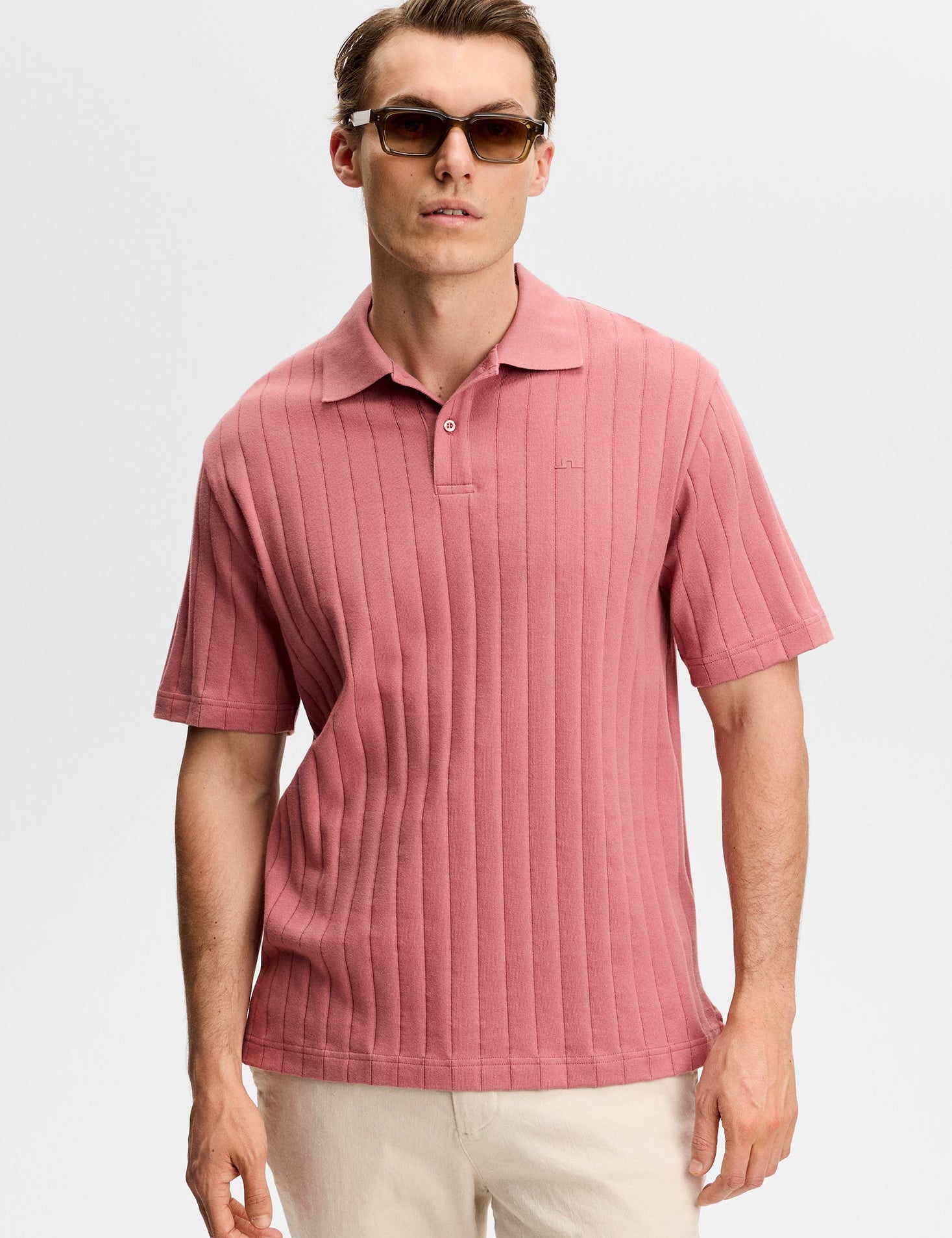 SIMON STRIPE POLO E195 WITHERED ROSE