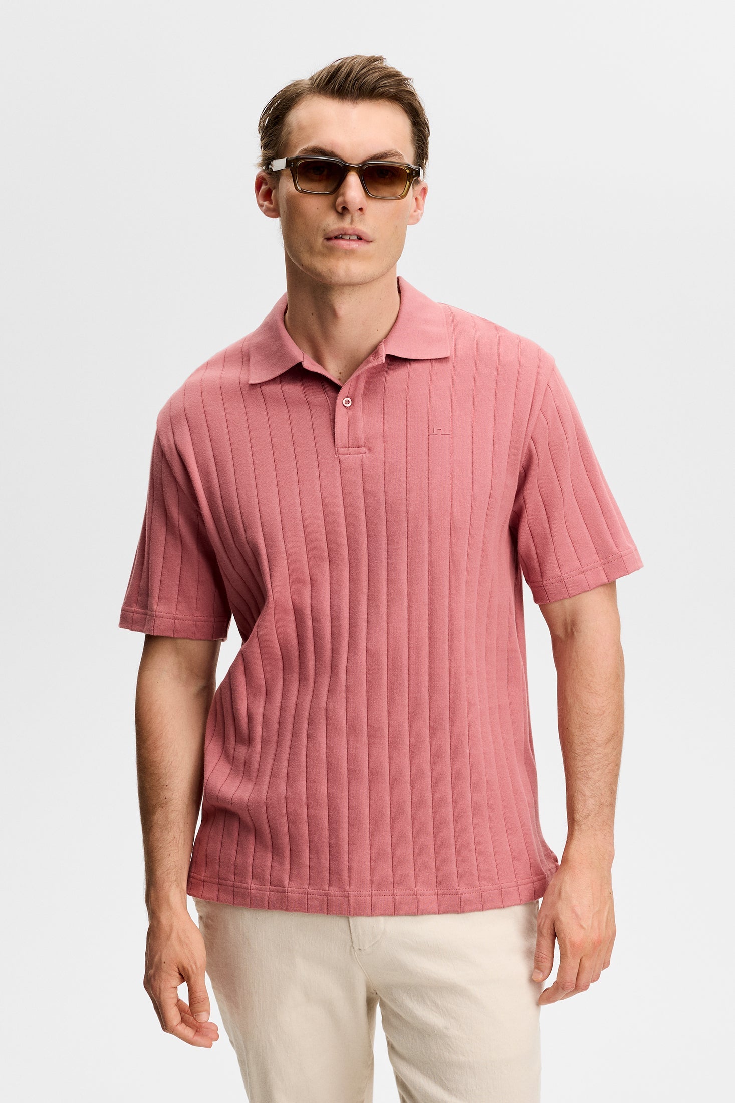 SIMON STRIPE POLO E195 WITHERED ROSE