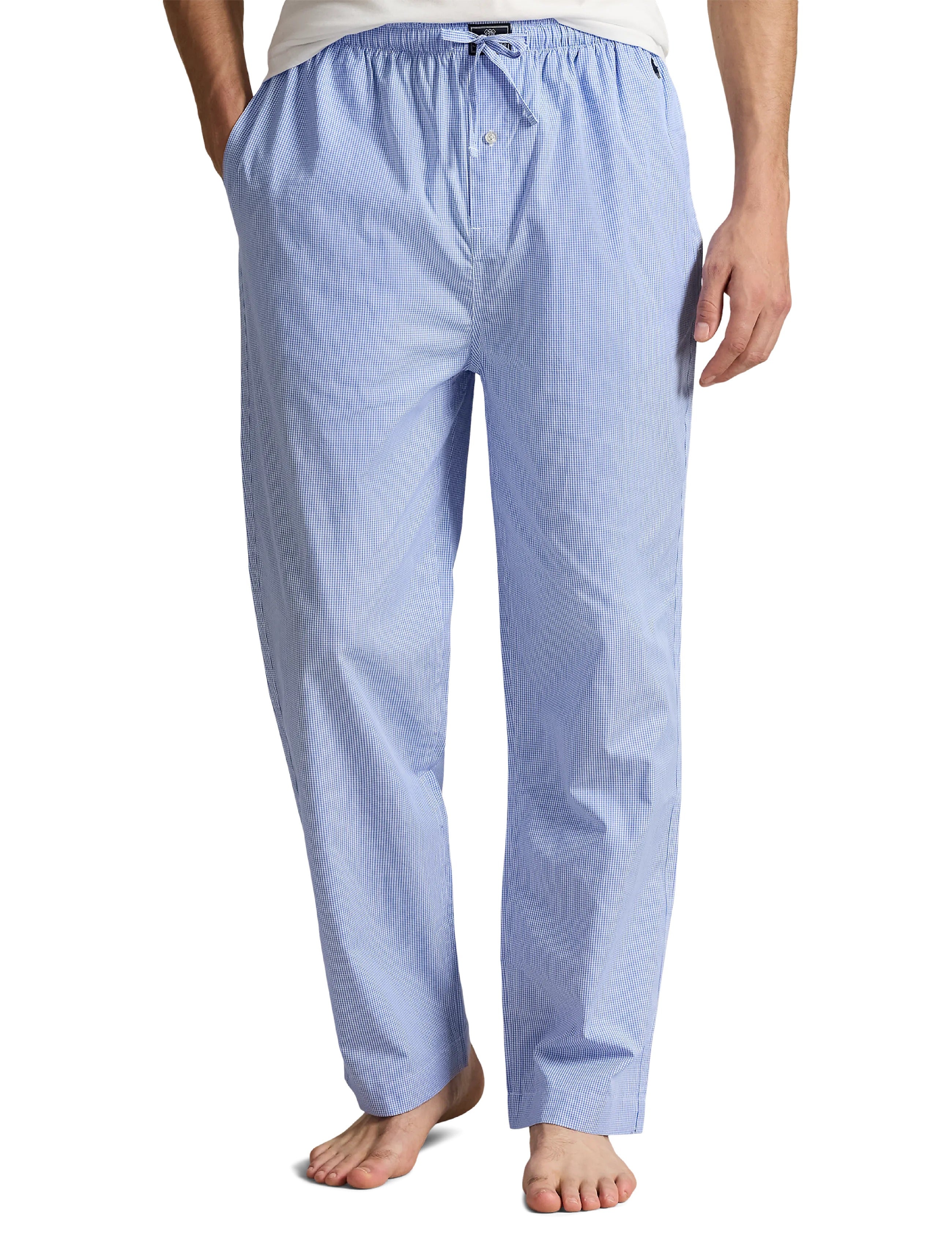 GINGHAM COTTON SLEEP PANT 001 LIGHT BLUE MINI GINGHAM
