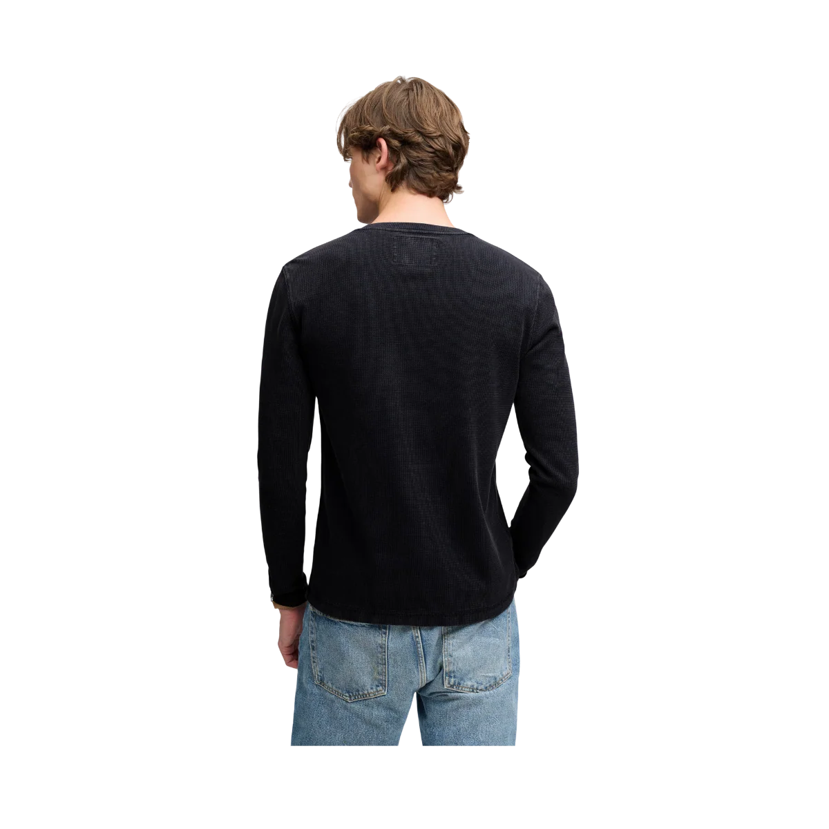WAFFLE LONG SLEEVE HENLEY TOP