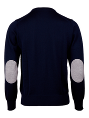 Stenströms Merino Wool Crew Neck w/ Patch 192 Navy Stripe
