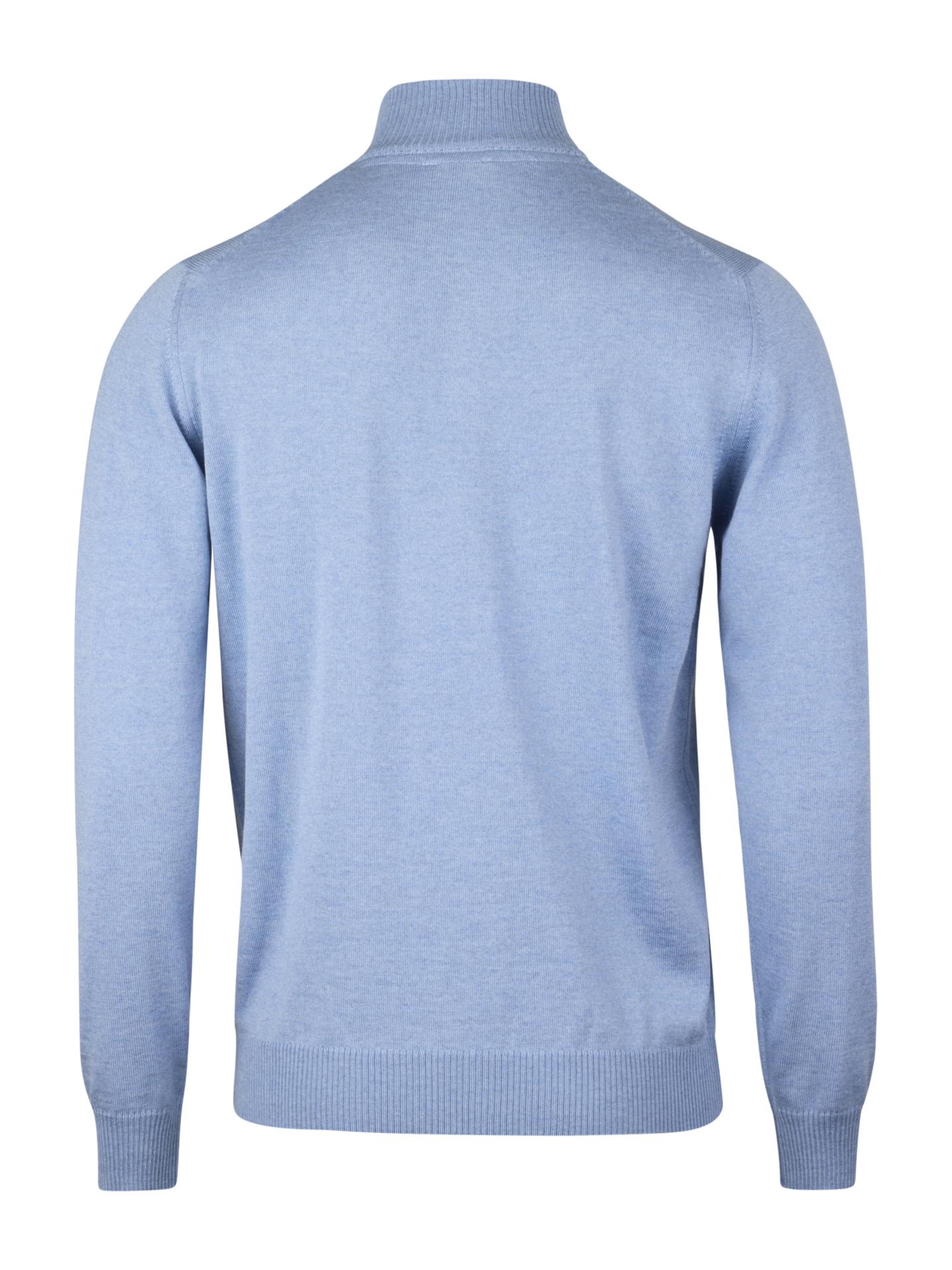 SWEATER KNITTED HALF ZIP MERINO WOOL LIGHT BLUE