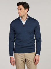 PULLOVER KNITTED HALF ZIP CARDED MERINO WOOL