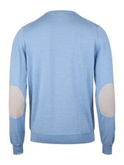 PULLOVER KNITTED CREW NECK W/ PATCH MERINO WOOL