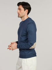 PULLOVER KNITTED CREW NECK W/ PATCH MERINO WOOL