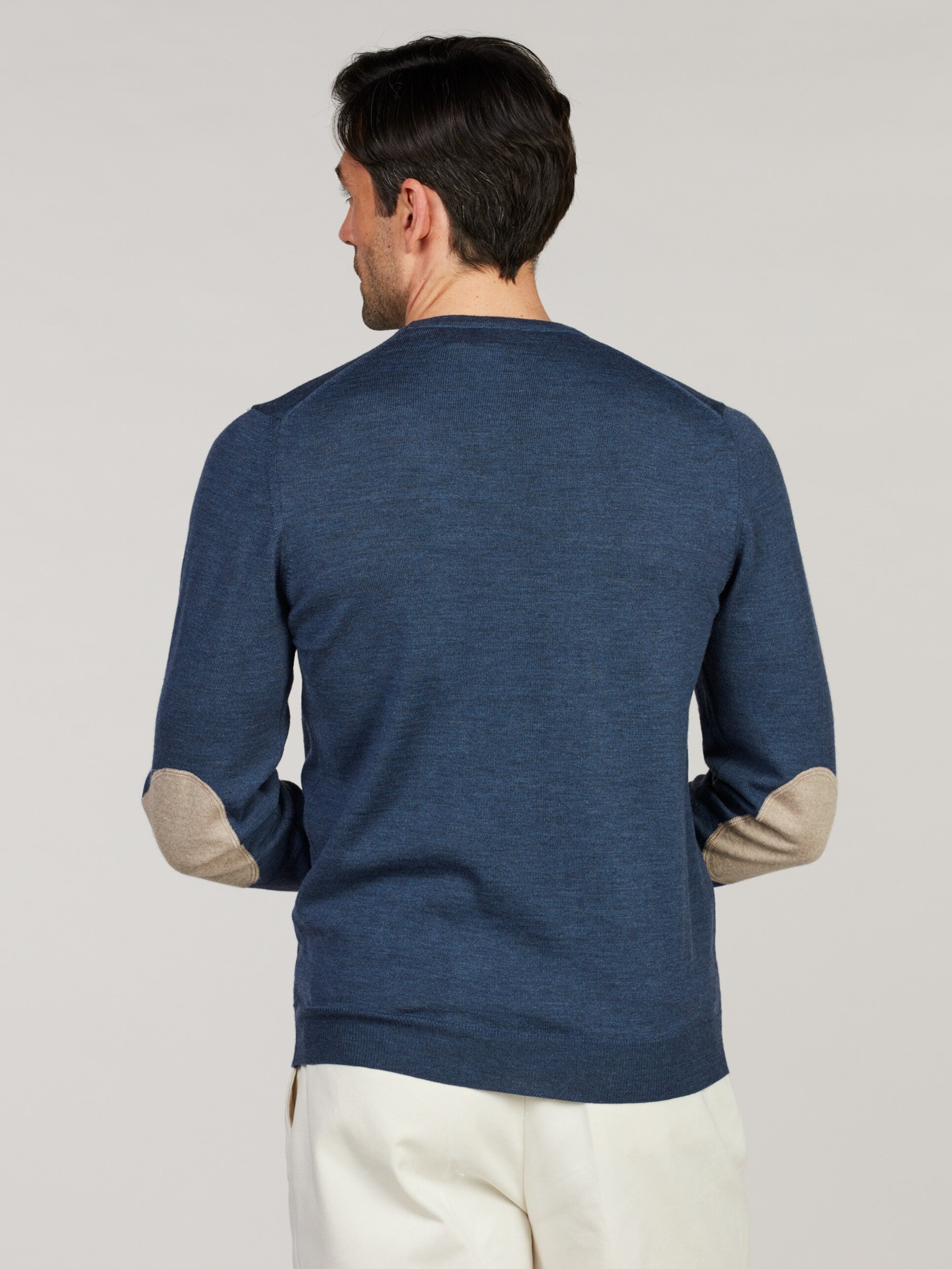 PULLOVER KNITTED CREW NECK W/ PATCH MERINO WOOL